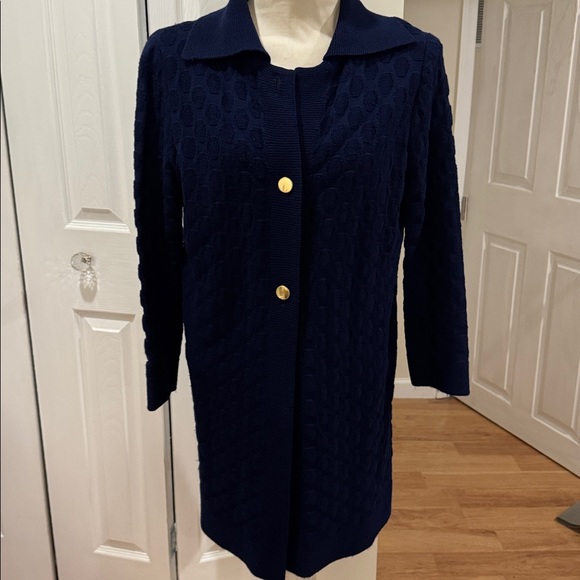 Vintage 1960s The Wooden Indian Navy Sweater Coat Large Union Retro Mod Cardigan - Picture 3 of 16